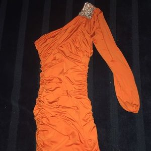 Orange, fitted, one sleeved