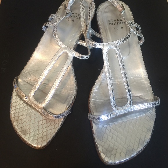 Stuart Weitzman silver sandals