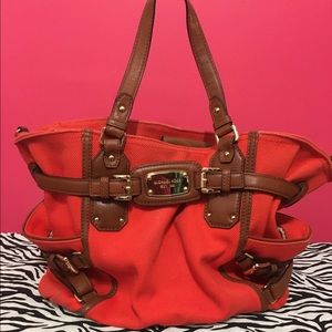 Authentic Michael Kors orange canvas bag