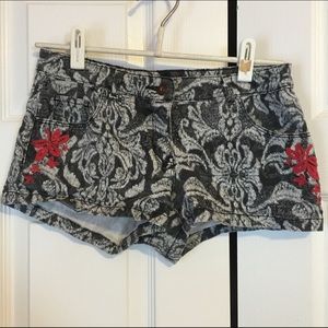 Patterned and embroidered shorts