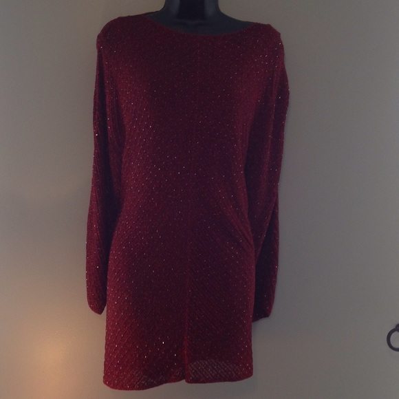 Red sweater with beads