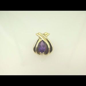 10k Yellow Gold Amethyst Pendant February Stone