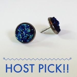 🎉2xHP🎉💙Blue Textured Druzy Earrings
