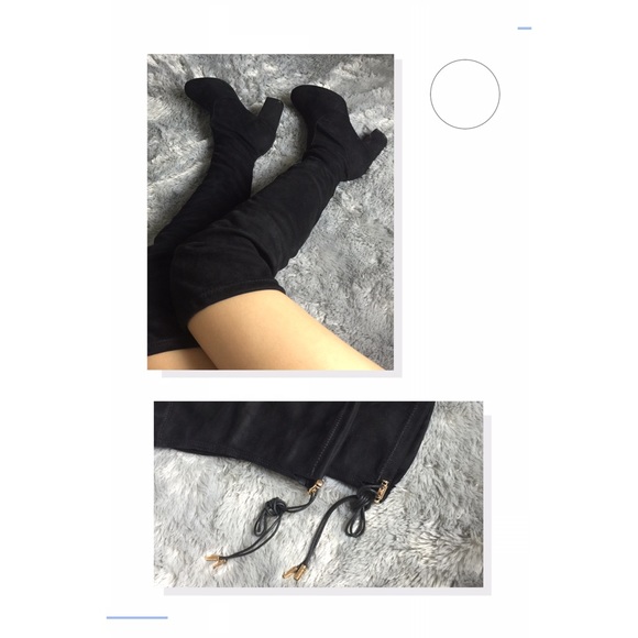💜Suede Over The Knee Boots - Black - Picture 4 of 4