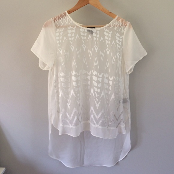 SOLD Sheer Tribal Print Hi-Low Blouse - Picture 1 of 4