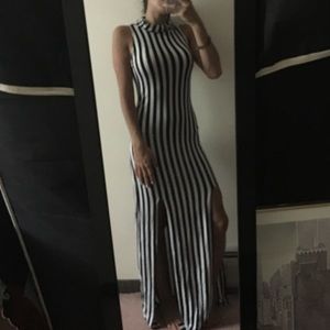 Black and White Striped Maxi Dress