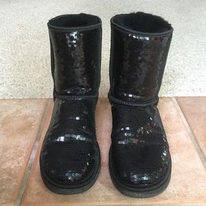 Black sequined UGG boots