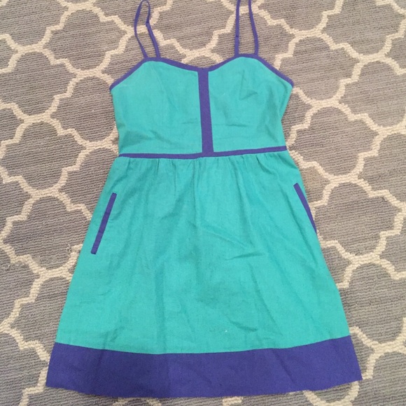 Green and blue canvas dress