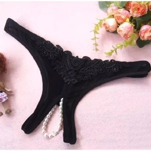 Sale! Sale! New Black floral panties with pearls