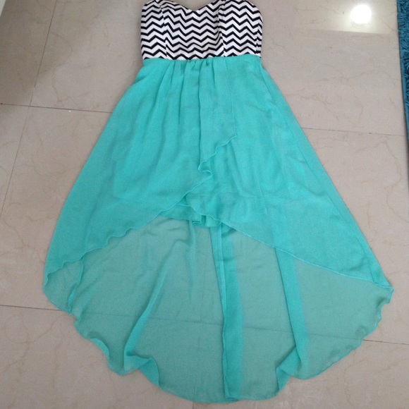 Mint dress with chevron detailing