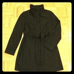 Wool blend funnel neck coat