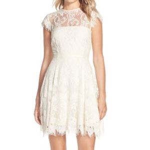 BB Dakota Lace Fit & Flare Dress - Ivory, 4