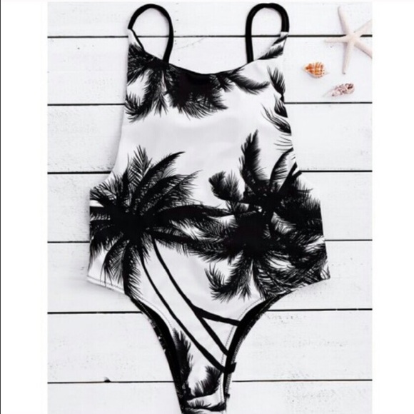Palm tree one piece bathing suite