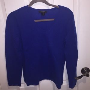Ann Taylor Petite Cashmere Sweater in Royal Blue