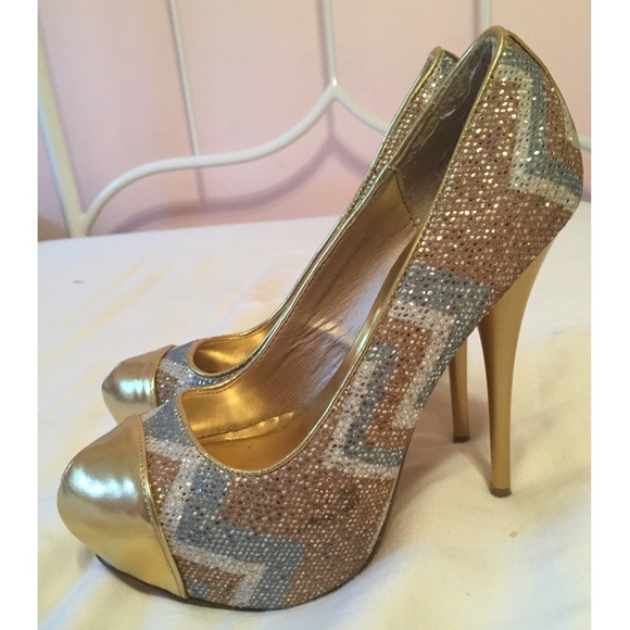 Gold sparkly heels