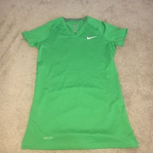 Nike Pro Combat V- Neck Top - Green