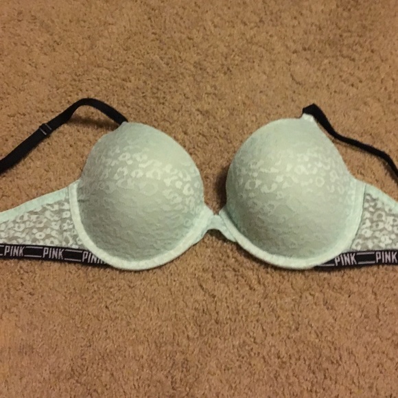 Blue cheetah print VS PINK bra