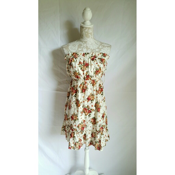 Floral strapless dress size medium