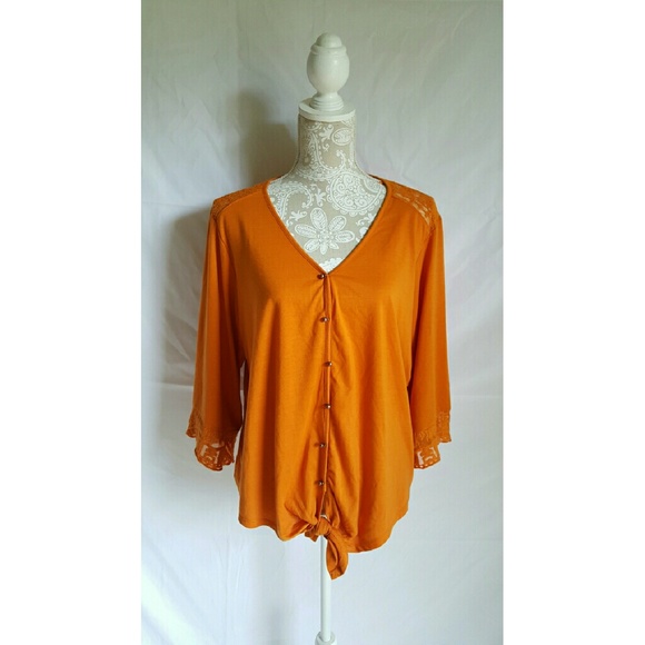Orange lace cardigan size large or XL