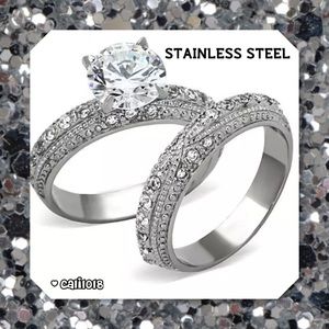 JUST IN🆕2pc Stainless Steel Wedding Ring Set