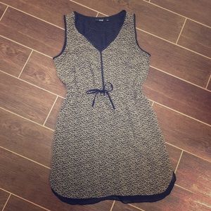 a.n.a. Tan & Black Dress with Drawstring Waist
