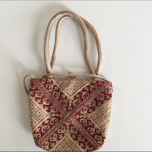 Hand embroidered boho evening bag