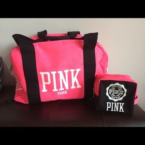 PINK VS large duffle bag and make up bag.