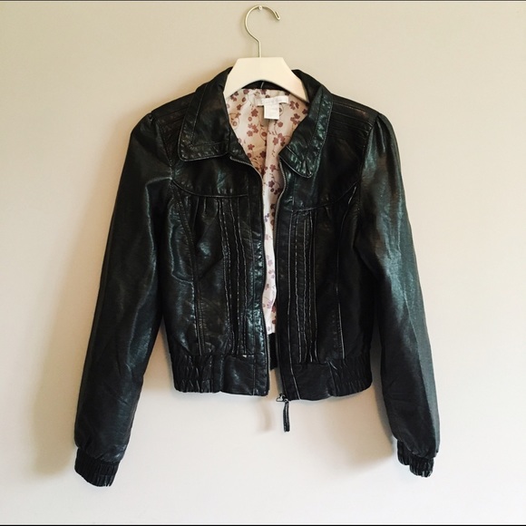 Weathered faux leather jacket