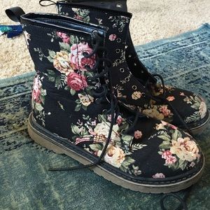 Floral combat boots
