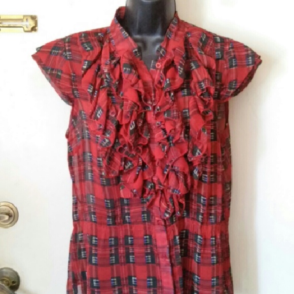 Cotton express red black blouse