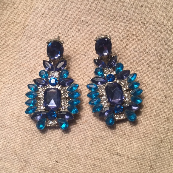 Blue and Turquoise Chandelier Earrings