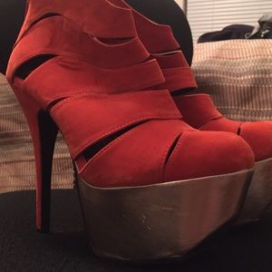 Orange Dollhouse platform heels