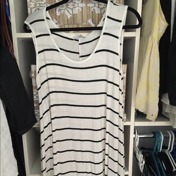 Black and white striped dress