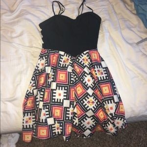 Black white and red spaghetti strap dress