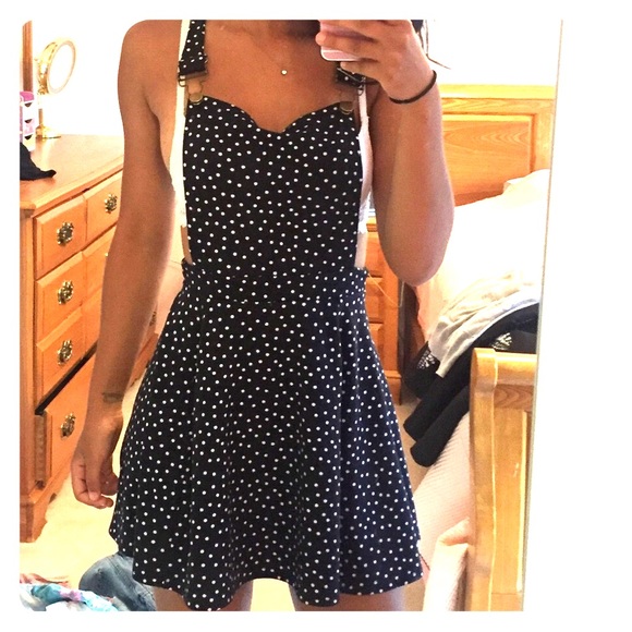 Polka dot overall dress