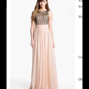 JS Collections Blush Beaded Chiffon Gown size 10