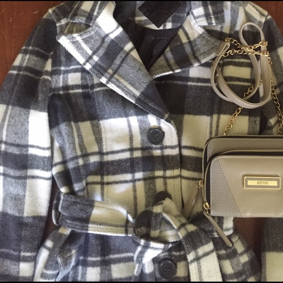 Gray plaid pea coat - Picture 3 of 3