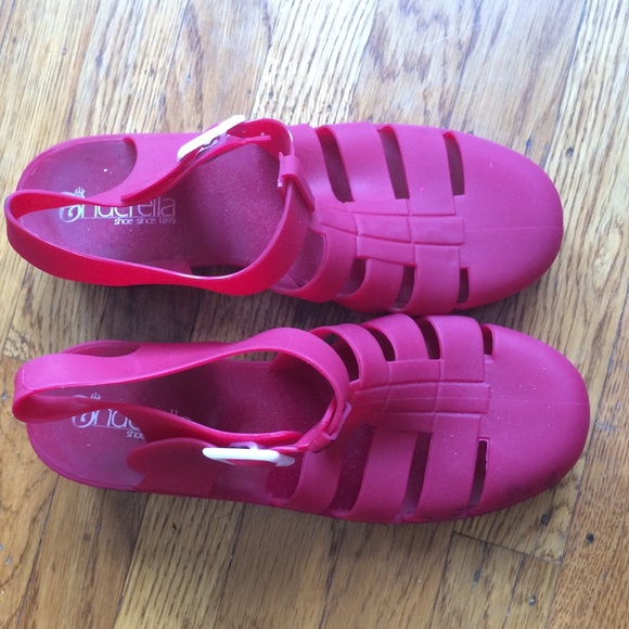 Red jelly sandals