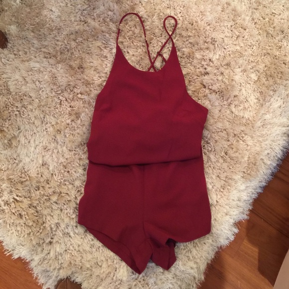 Maroon/dark red romper