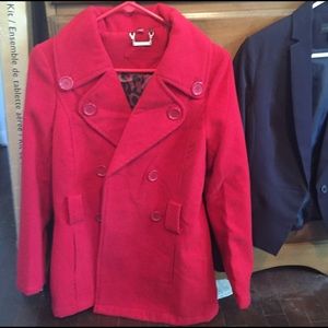 Red pea coat