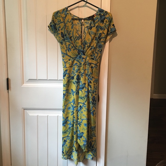 BCBGMaxAzria Dress Canary Yellow and Blue Size L