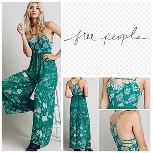 Free People Boho Floral Silky Jumpsuit NWOT