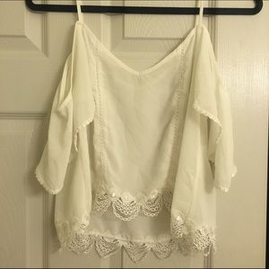 White shoulder Top