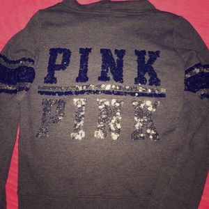 VS PINK DARK GRAY SWEATER WITH SQUINS