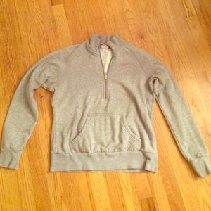 Grey Nike Crew Neck Half Zip Sweatshirt
