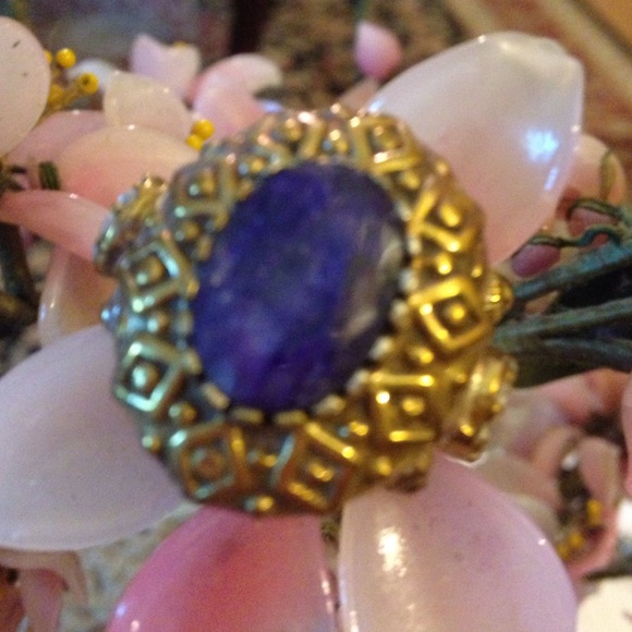 Antique sterling lapis ring