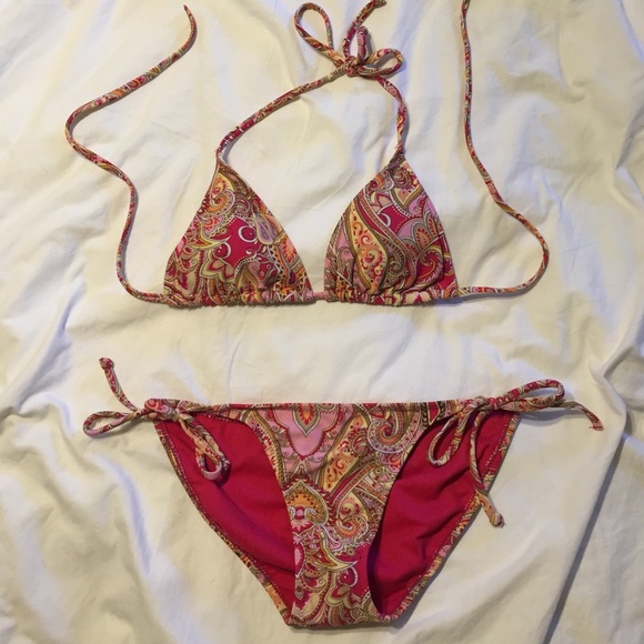Sunset paisley string bikini