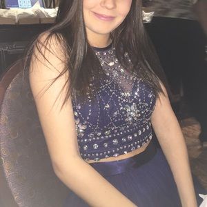 short navy blue TWO PEICE hoco dress size 1/2