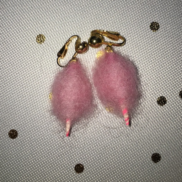 Handmade Cotton Candy Clip On Earrings