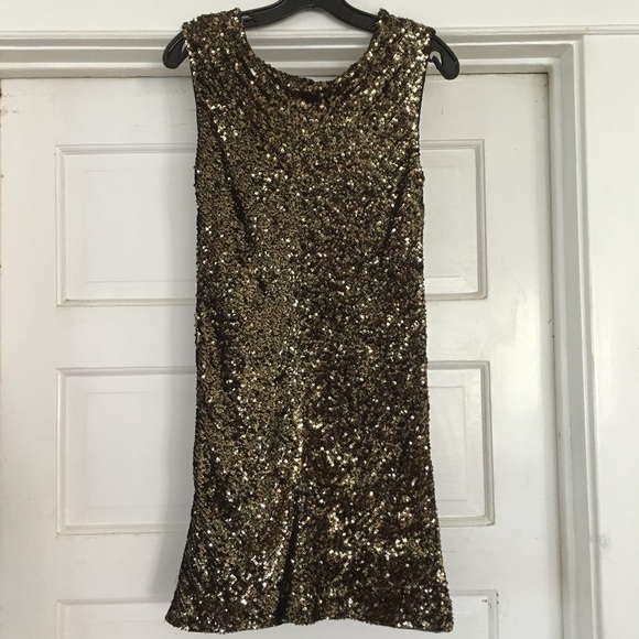 Armani exchange gold sequin sleeveless dress